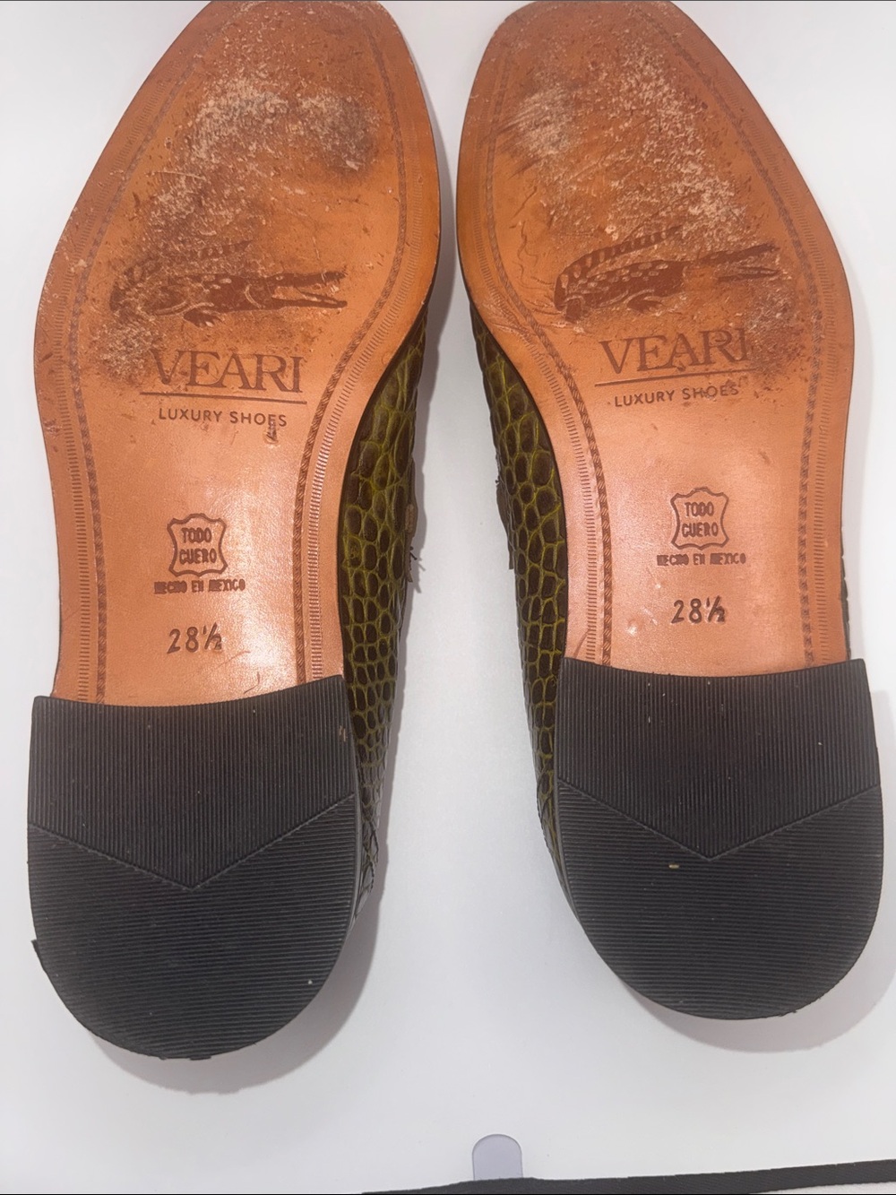Bond Veari Luxury Croc Embossed Leather Loafers Men’s 8.5 Green - Picture 11 of 11